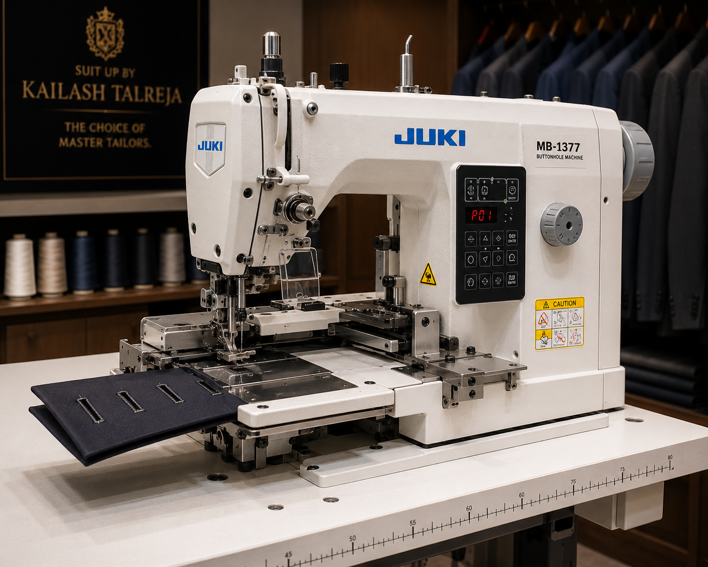 Buttonhole machine close-up